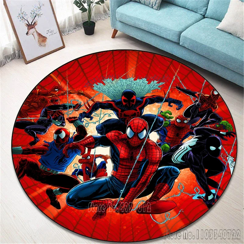 Disney Avengers Spiderman Baby Rug Round Carpet 80cm Chair Non-slip Floor Mat Crawling Game For Kids Living Room Decor