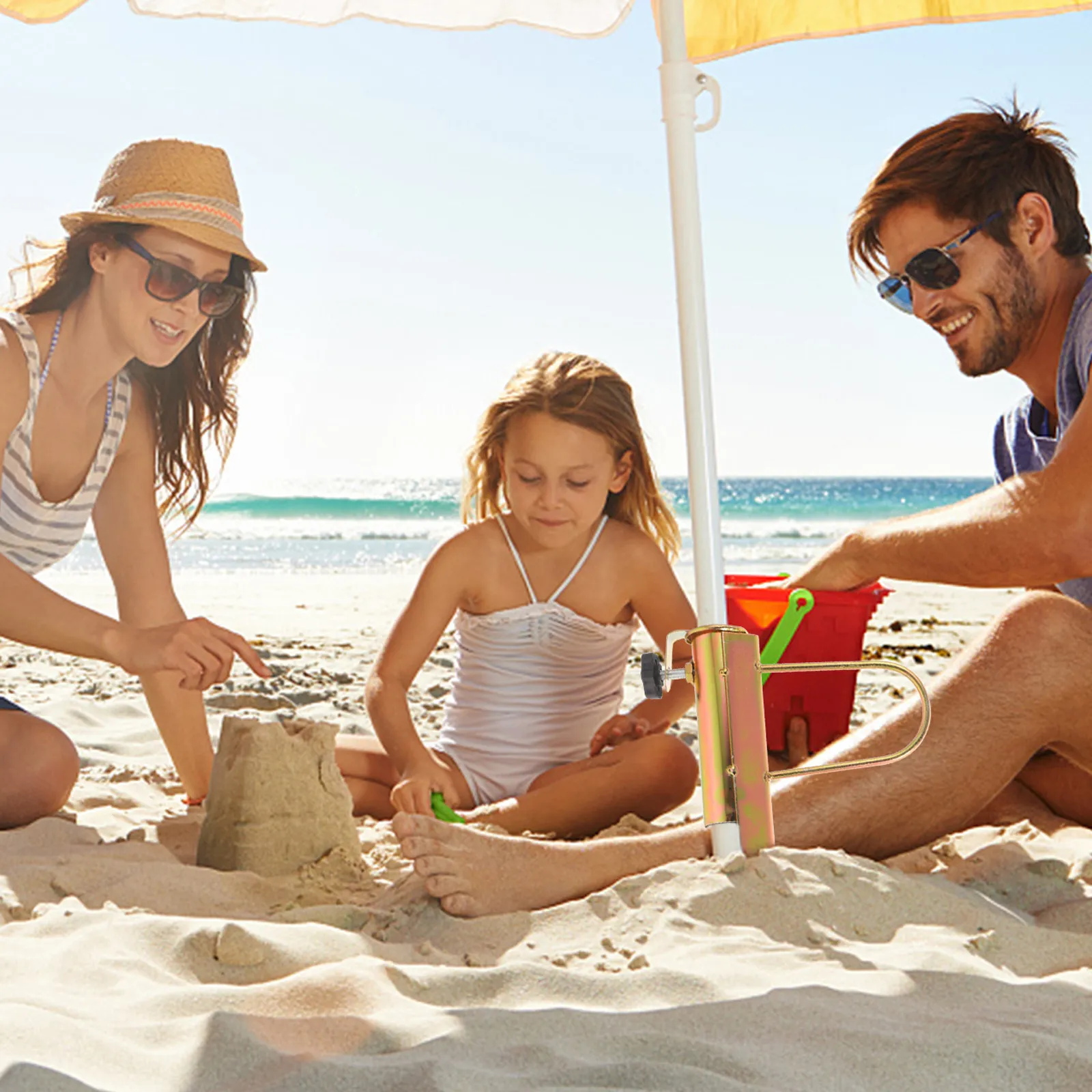 Beach Umbrella Sand Anchor Metal Right Angle Sturdy Solid Construction Outdoor Umbrella Stand Adjustable Bore Diameter Holder