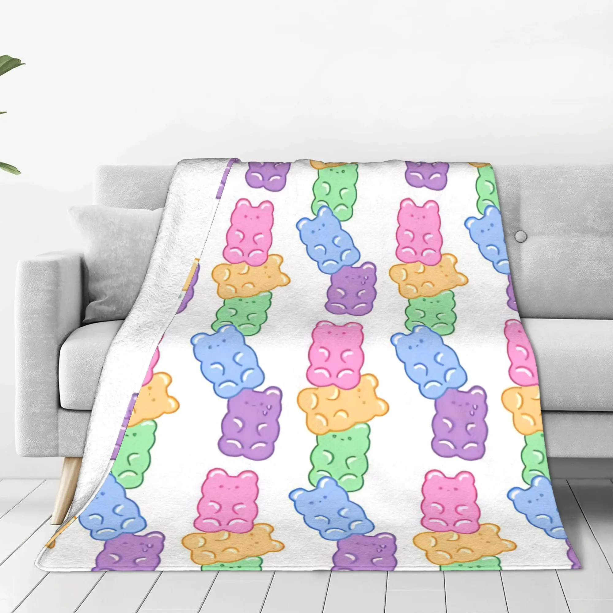 1PC Home Cutecore Cute Chewy Candy Figure  Gummy Bear Blanket Super Cosy Plush Home Living Room Sofa Halloween