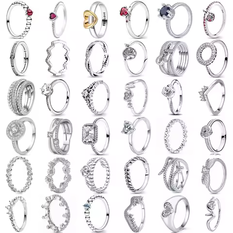 2025 New 925 Sterling Silver Shiny Classic Square Crown Heart-shaped Ring Exquisite Luxury Charm Jewelry Holiday Surprise Gifts