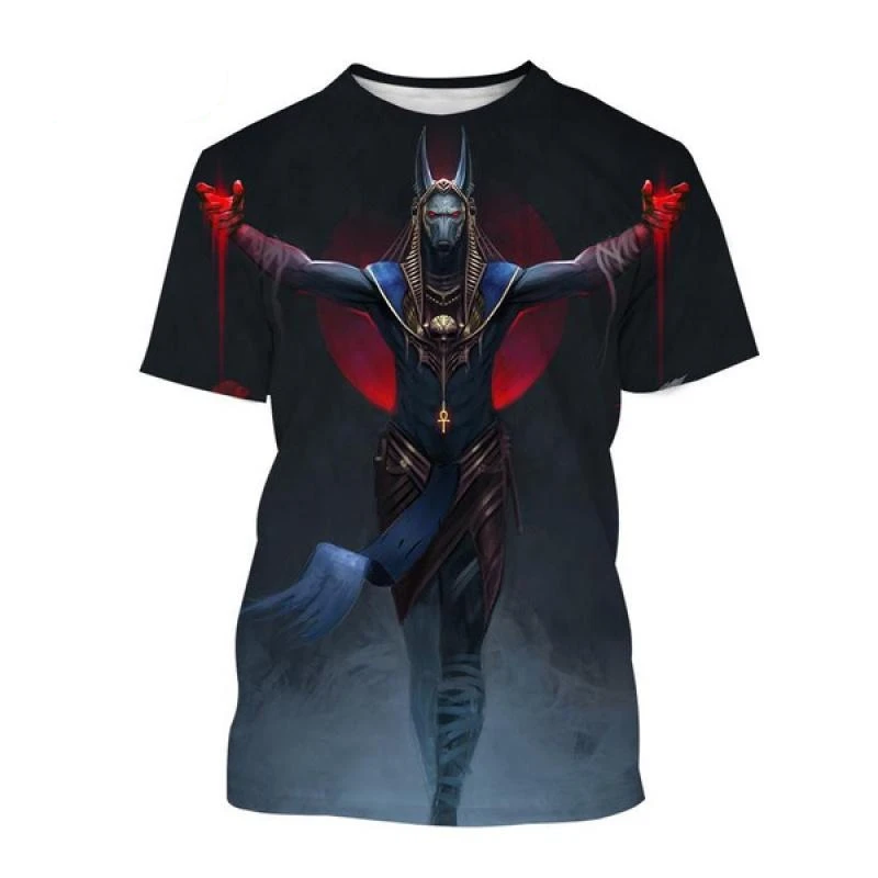 Hot Sale Grim Reaper Anubis 3D Printed T Shirt Ancient Egyptian Pharaoh Anubis God Eye of Egypt Pharaoh Unisex Fashion T-shirt