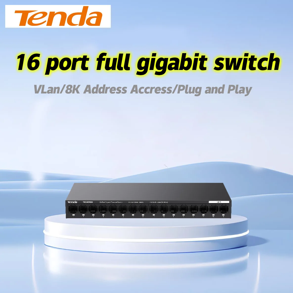 Tenda 16 Port Gigabit Switch 100/1000Mbps Desktop Switch Hub Network Full/Half Duplex TEG1016M Vlan RJ45 Ethernet interruptor