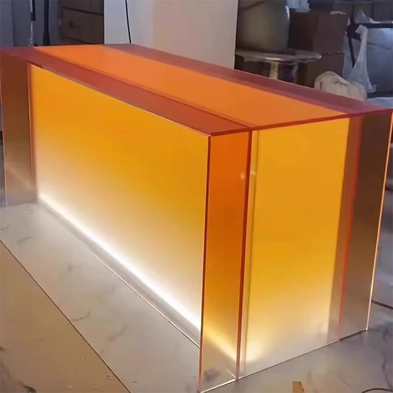 fb-Customized Modern Commercial Acrylic Bar Counter Table  High Class Night Club Cocktail Acrylic Light Bar Counter