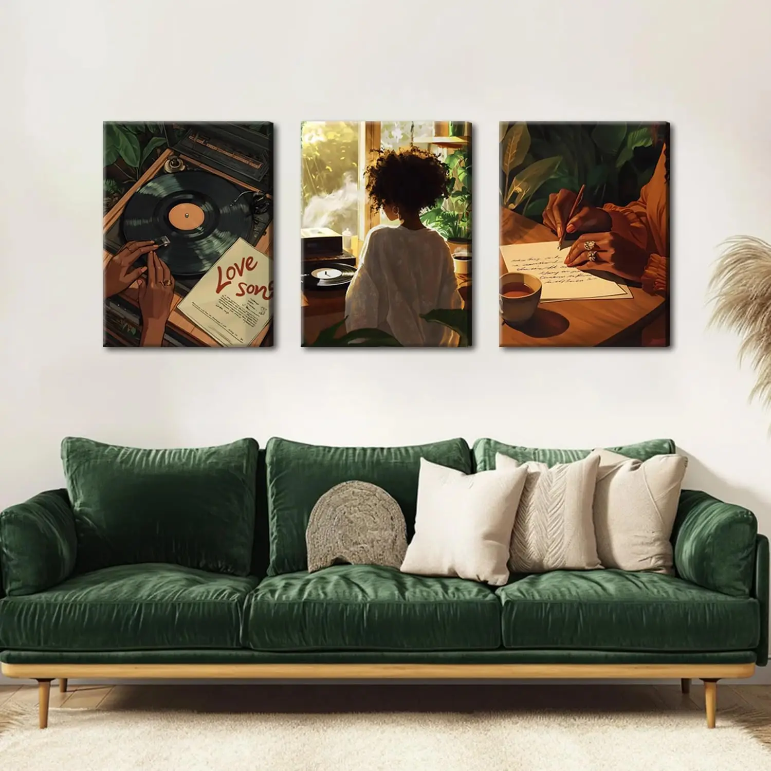 

3pcs/Set Abstract Fashion Female Wall Decoration, Girl Song Lover Canvas Poster Printing, Modern Bedroom, Living Room Home Decor