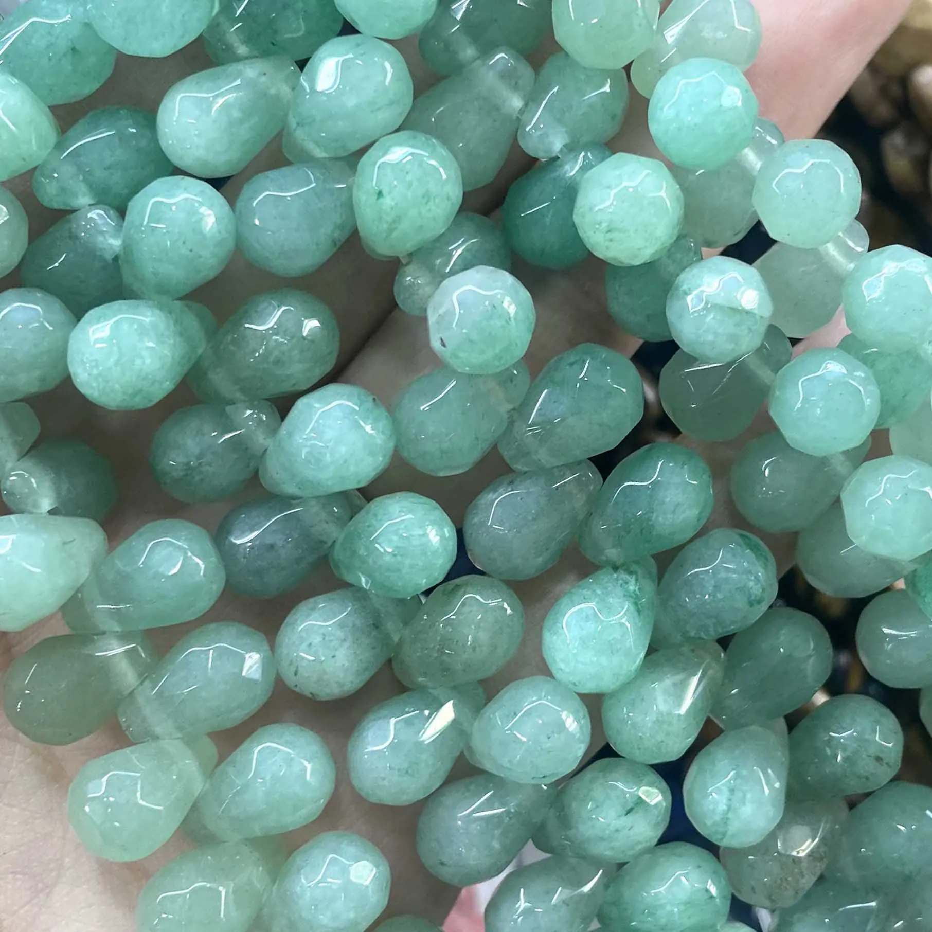 Naturstein facettierte Wassertropfen-Perlen aus Labradorit, Achat und Türkis für die Schmuckherstellung, DIY-Armband und Halskette – Detail 21