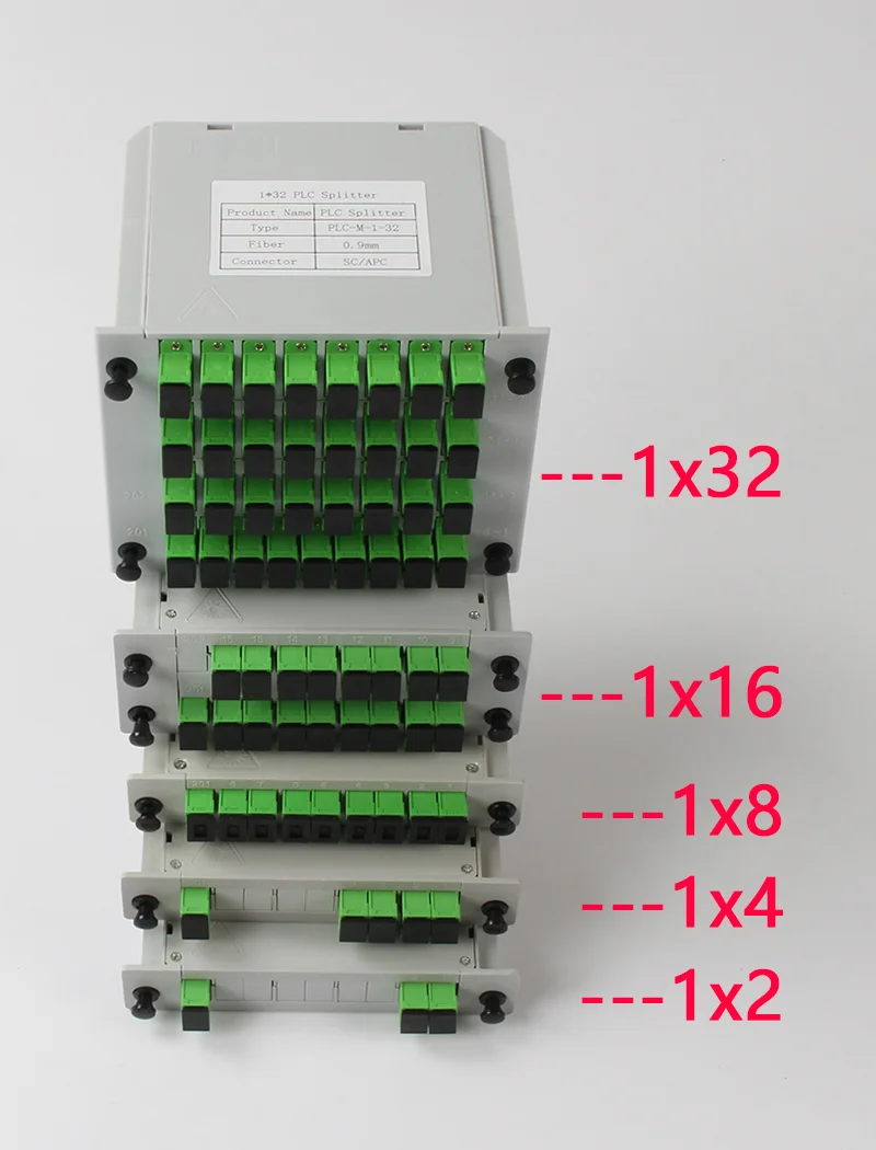 مقسم الألياف الضوئية 1-2 1-4 1-8 1-16 SC APC صندوق كاسيت المكونات في نوع الفاصل البصري