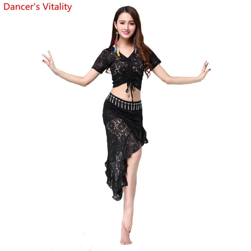 Lace Oriental Belly Dance Costumes Set Tops +short Skirt Waist Skirts for Women Indian Bellydance Dancing Clothes Dancer Wear