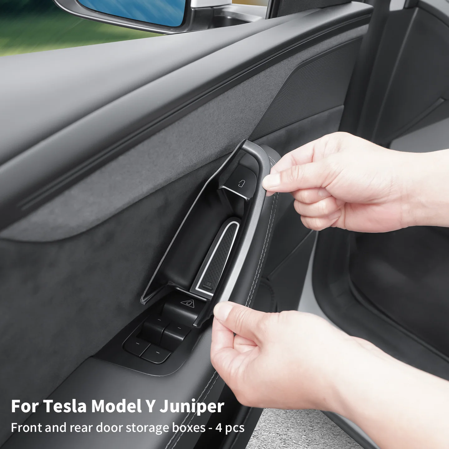 for Tesla Model Y Juniper/YL door handle storage box, front and rear door storage and organization box, storing small items.4pcs