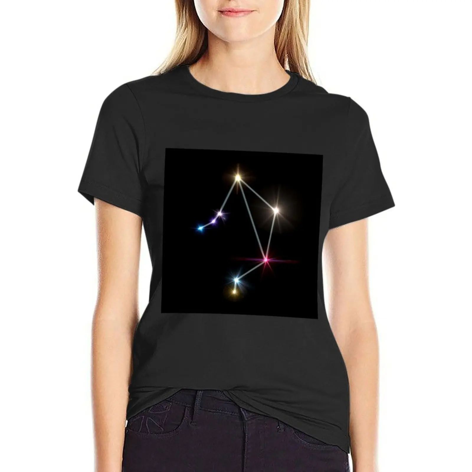 

Libra Horoscopes with black background T-Shirt oversized cute tops shirts graphic tees anime clothes womans clothing