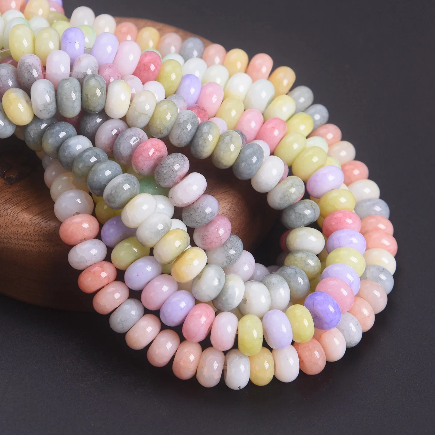 

Mixed Colors Rondelle Shape Opaque Glass Loose Spacer Beads 50PCS 8x5mm For Jewelry Making DIY Crafts Findings