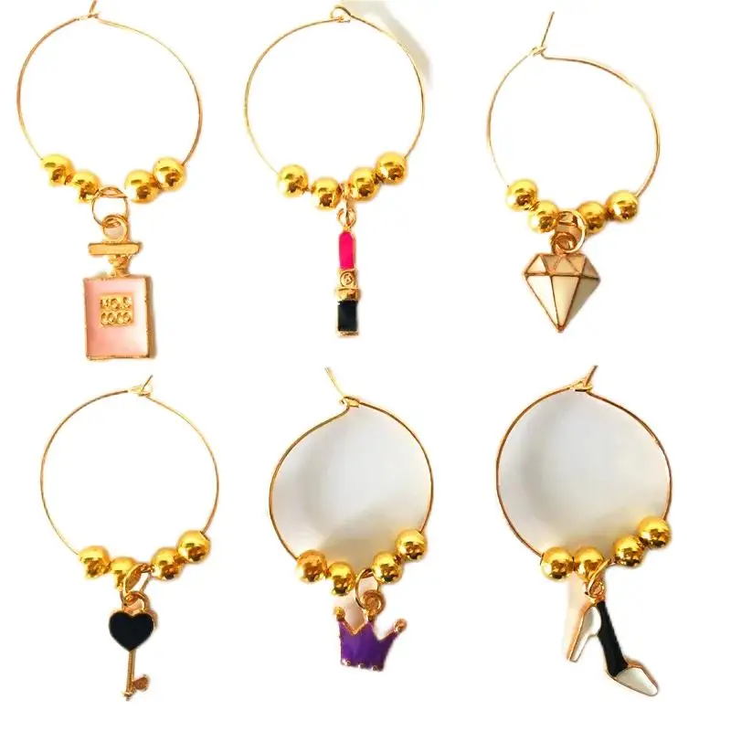 Wine charms New Fashion Design 6PCS Wine Glass Charms Rings Marker Christmas Party Bar Table Decorations Christmas Gift