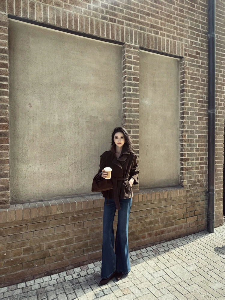 

Retro High Waist Flared Jeans Women's Supermodel Pants Spring Autumn New Long Trousers Vintage Sle Four Seasons Universal