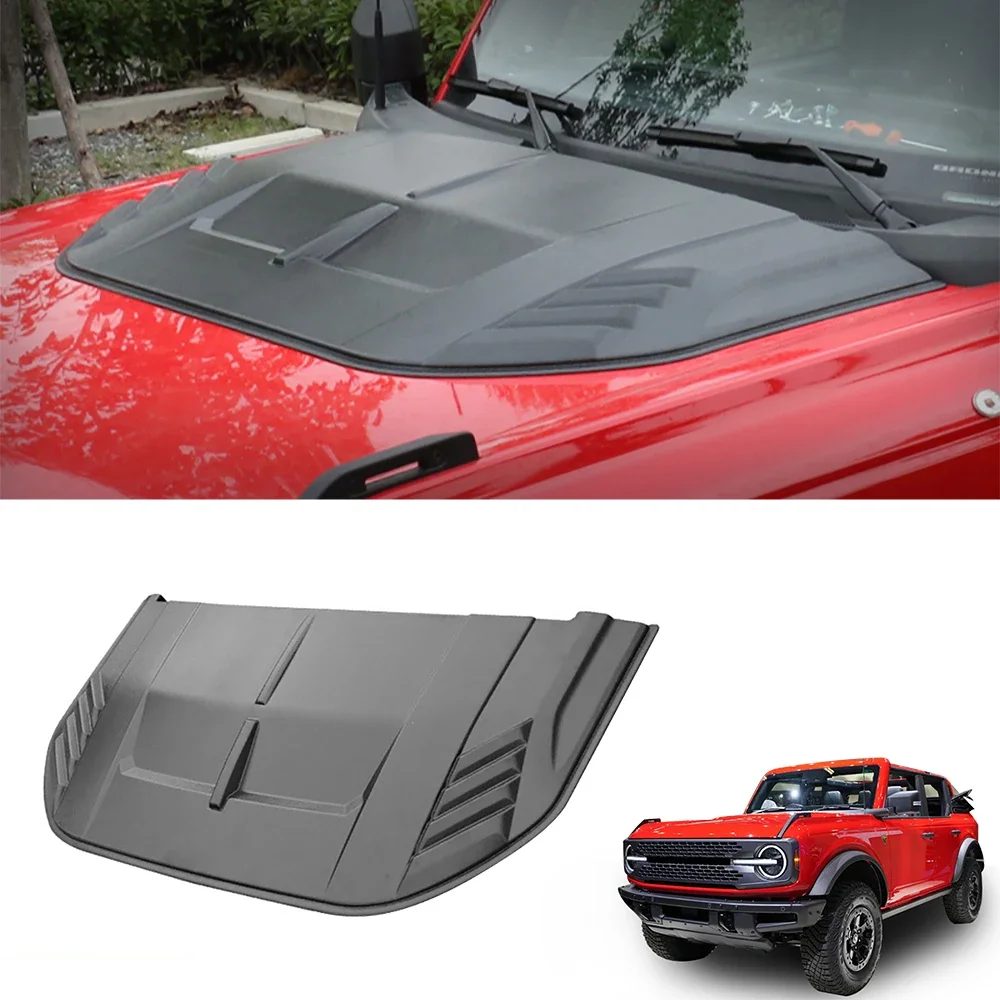 

Car Exterior Accessories ABS Black Bonnet Scoop Cover Set Engine Hood Air Vent For Ford Bronco 2021 2022