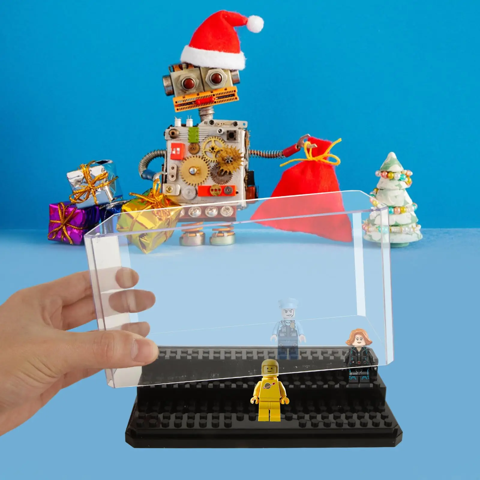 Acrylic Minifigures Display Case, Stackable Dustproof Building Block Display Box for Action Figure Toys ,No assembly required