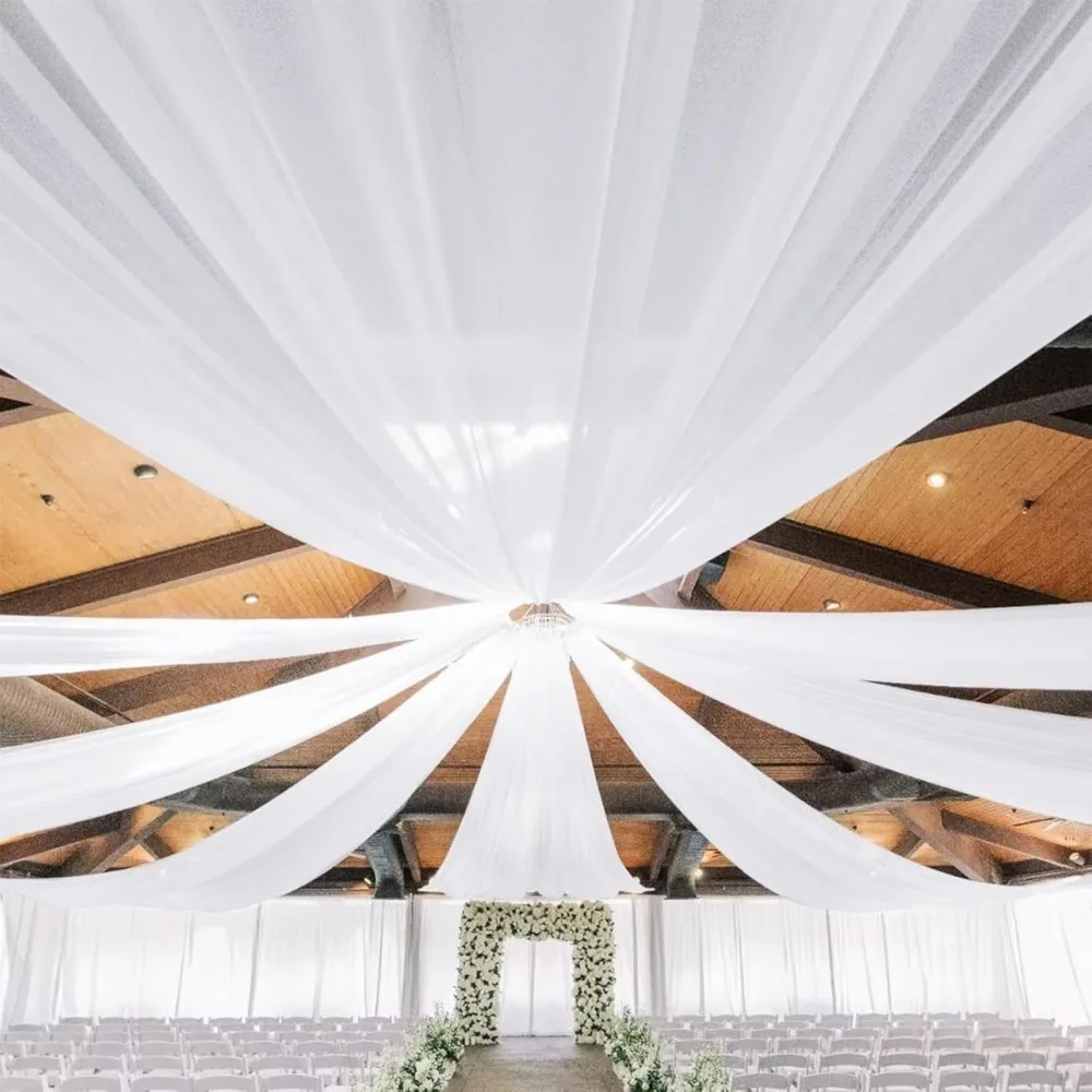 

5ftx30ft Ceiling Drapes for Wedding, Sheer Chiffon Arch Draping Decoration Fabric, 6 Panels Ceiling Drapes