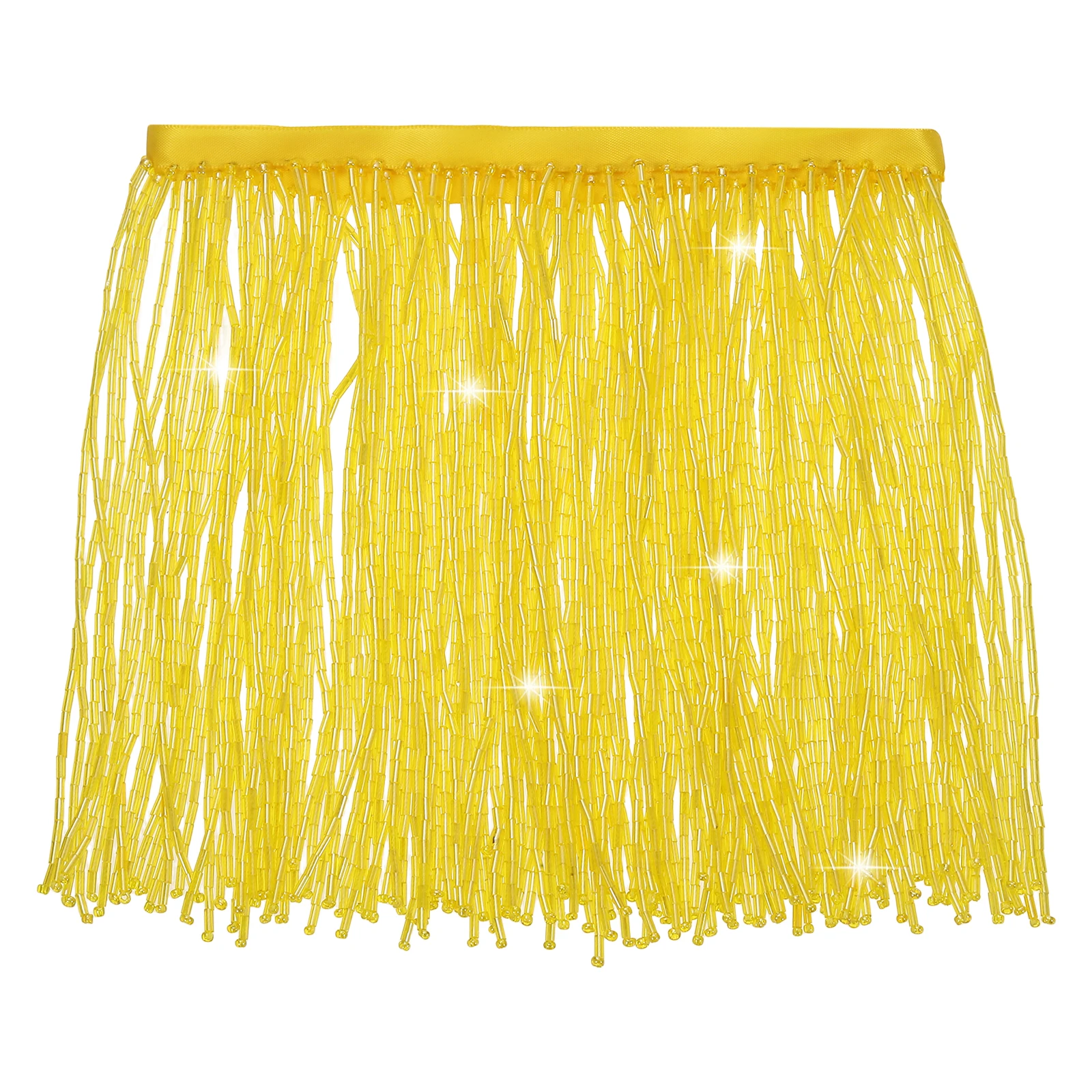 Beaded Trim Fringe - ริบบิ้นประดับพู่ลูกปัดแก้วขนาด 6 นิ้ว 1 หลา สำหรับตกแต่งเสื้อผ้า