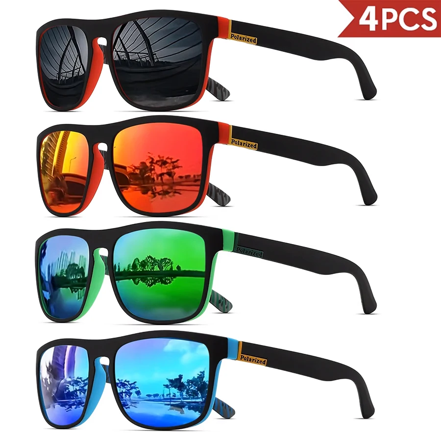 1/3/4PCS Heren Klassieke vierkante sportzonnebril Lichtgewicht PC-frame UV400 voor autorijden Vissen Fietsen Unisex Duurzaamheid