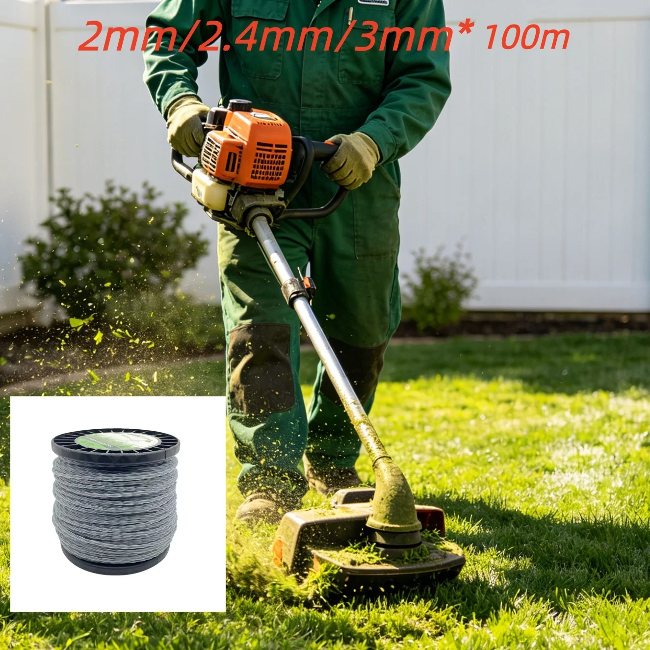 

LUSQI Spiral Wrap Black Nylon Trimmer Line Reel Universal for Brushcutter Lawn Mower Garden Weeder