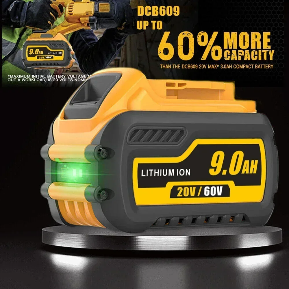 

Аккумулятор 60 в для электроинструмента Dewalt DCB200, максимальная батарея 9000 мАч, аккумулятор DCB606 DCB609 DCB205 DCB206 DCB209 DCB182 Ач/Ач