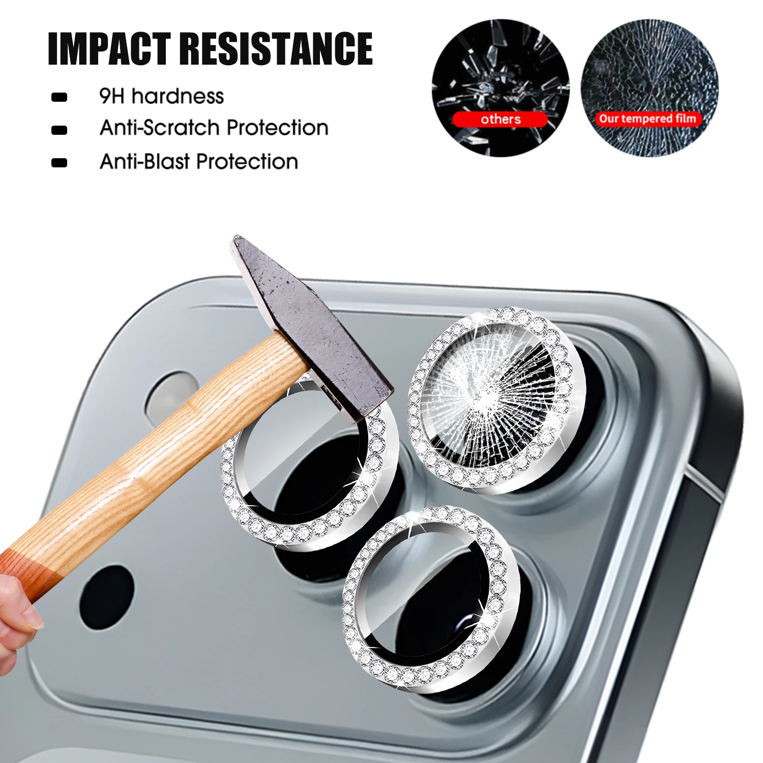 1-3Sets Bling Camera Lens Protector for IPhone 17 Air Pro ProMax Aluminum Alloy Tempered Glass Diamond Lens Cover for IPhone17