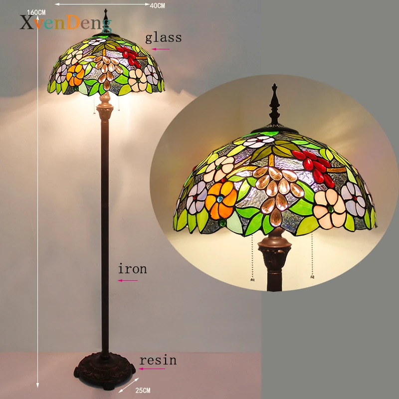 Imagem -04 - Tiffany Lâmpadas de Assoalho para Sala Mediterrâneo Led Stained Glass Lâmpada Quarto Bedside Home Decor Turco Stand Light