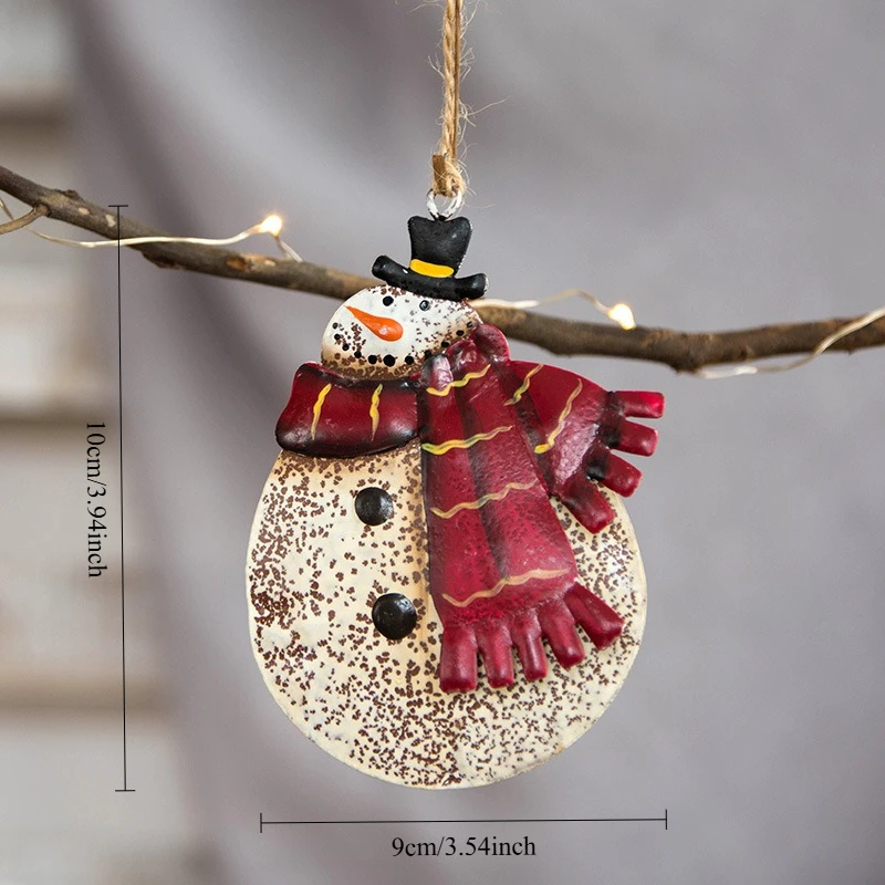 زينة عيد الميلاد على الطراز العتيق مع سانتا ورجل الثلج ديكور معلق ريفي لشجرة العطلات وإكسسوارات المنزل