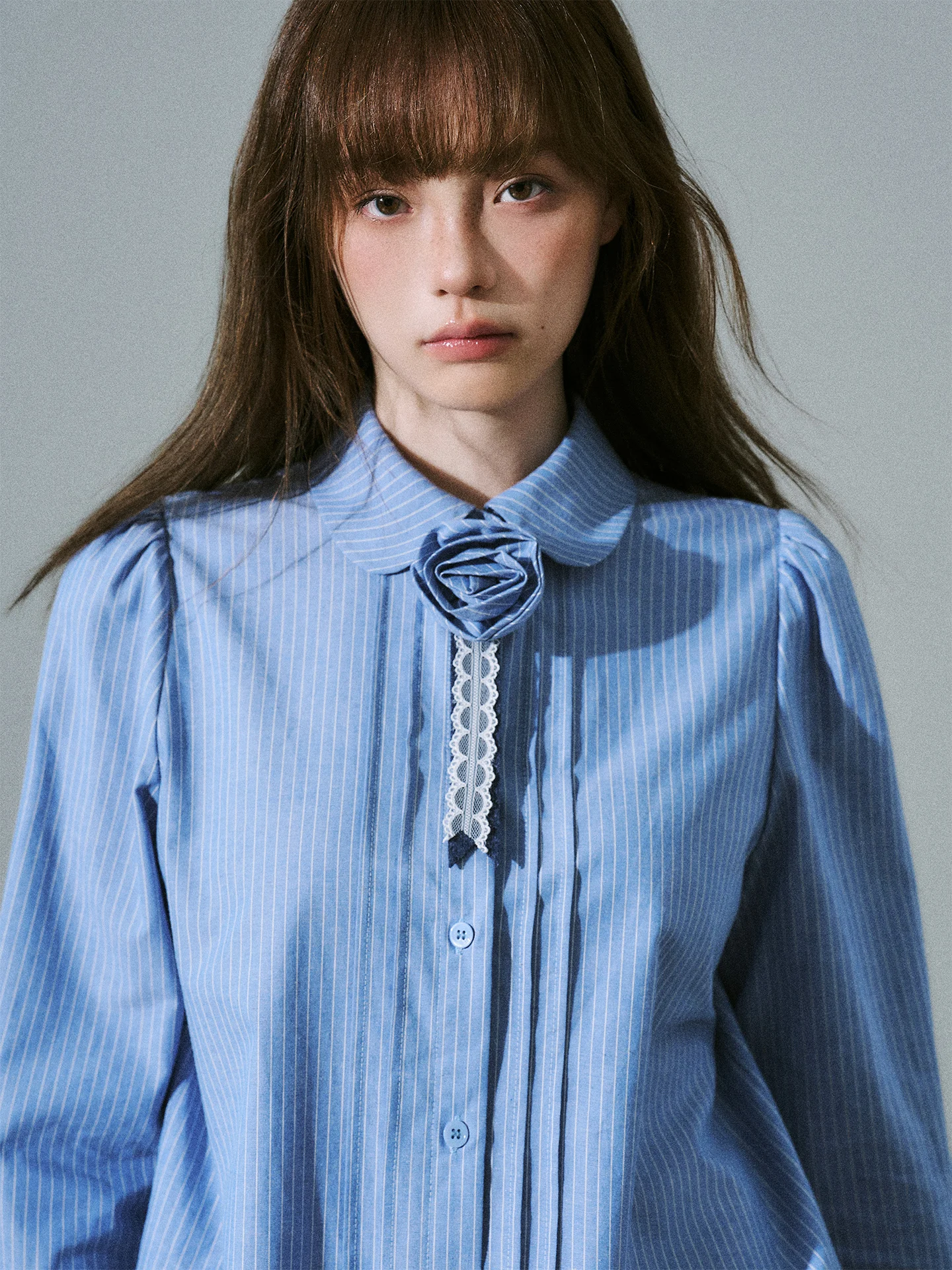 

Lost Forest Sweet Sle Mixed Linen Long Sve Floral Print Base irt for Girls Breathable Comfortable Loose Fit Button up