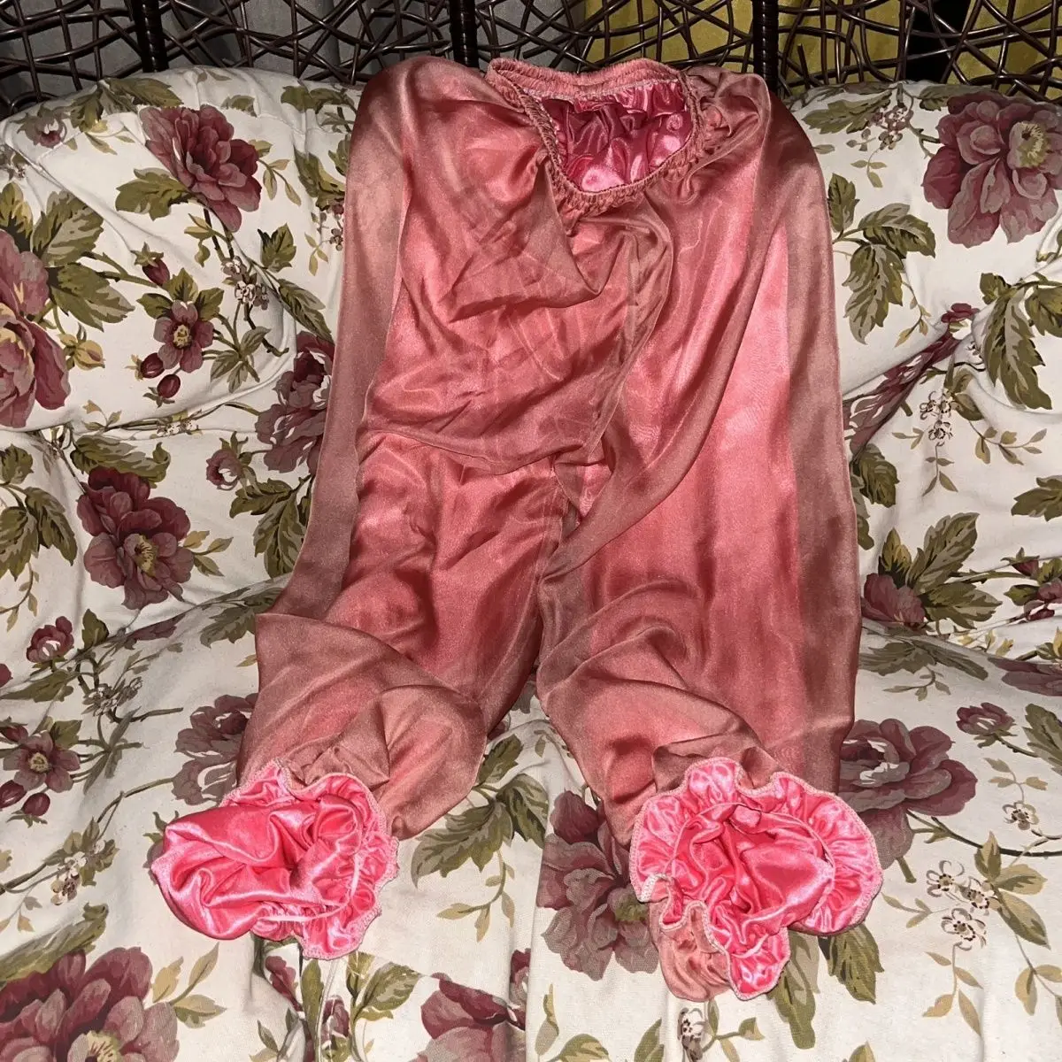 

Glossy 2 Layers mesh pajamas pants Summer spring plus size sleeping bottoms lantern trousers
