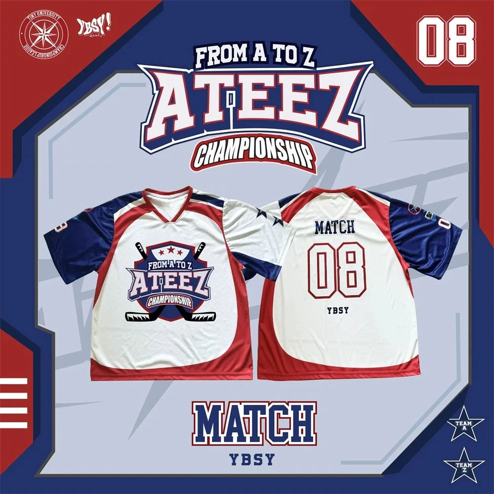 YBSY ATEEZ 2025 بطل ثلاثية الأبعاد مطبوعة جيرسي الرجال تيشيرت صيفي جديد كم قصير قمة الكورية الجنوبية العصرية موضة نسخة فضفاضة
