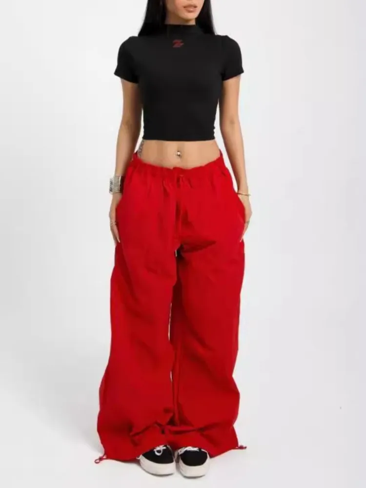 New American Retro Loose Street Workwear Pants Women's Spring And Summer Cool Hot Girl Embroidered Straight Casual Sports Pants