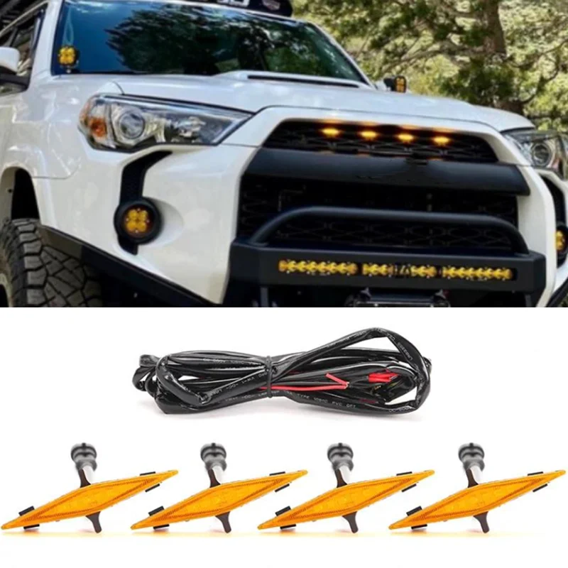 

3/4/5/6PCS LED Front Grille Lights Amber Light External Grille Lamps Daytime Running Lamps For Toyota 4Runner TRD Pro 2014-2019