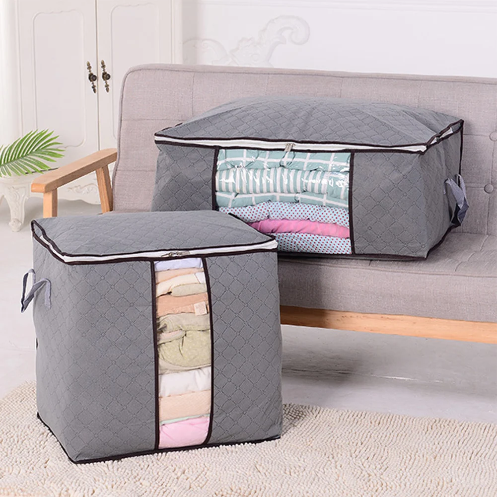 Large Capacity Non-Woven Foldable Storage Box for Clothing And Bedding Storage Semitransparent Durable Clothes Storage Boxes