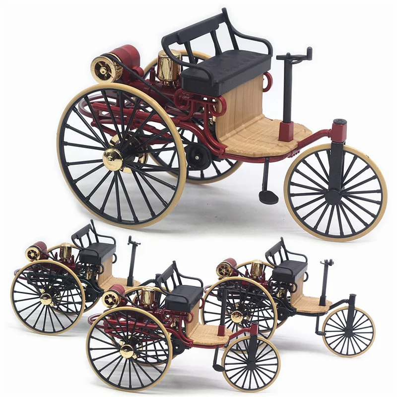 Classic Retro Simulation Alloy Vintage Car 1886 for Mercedes Benz No.1 Three Wheel Car Antique Car Decoration Model