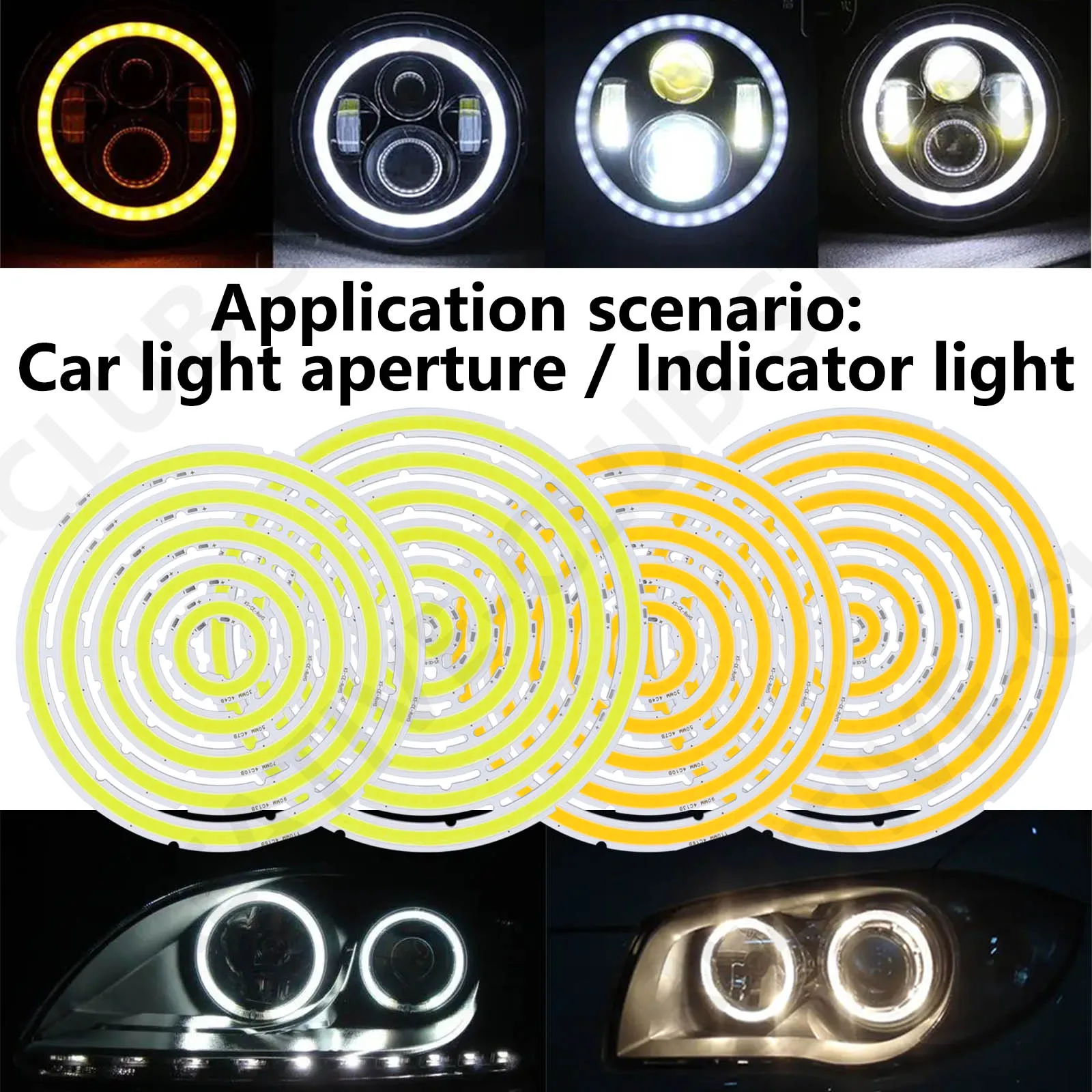 Annular Angel Eyes Led COB Chips Bulb Light Source Dimmable With Dimming Remote Control for Car Motorcycle Daytime Running Light