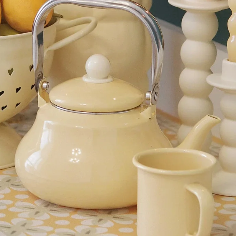 Japanese Retro Enameled Kettle Fashionable Hot Water Teapot for Gas & Induction Cookers Elegant Boiling Pot - view 3