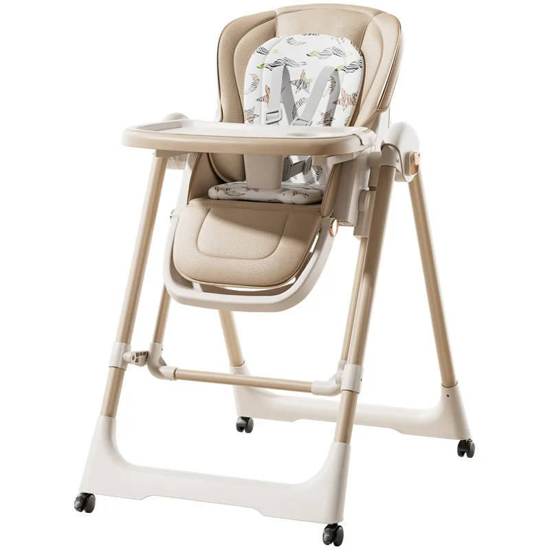 كرسي مرتفع للأطفال، كرسي للرضع قابل للطي مع ظهر مستلق، مقعد معزز قابل للتحويل للتغذية والهزاز #2