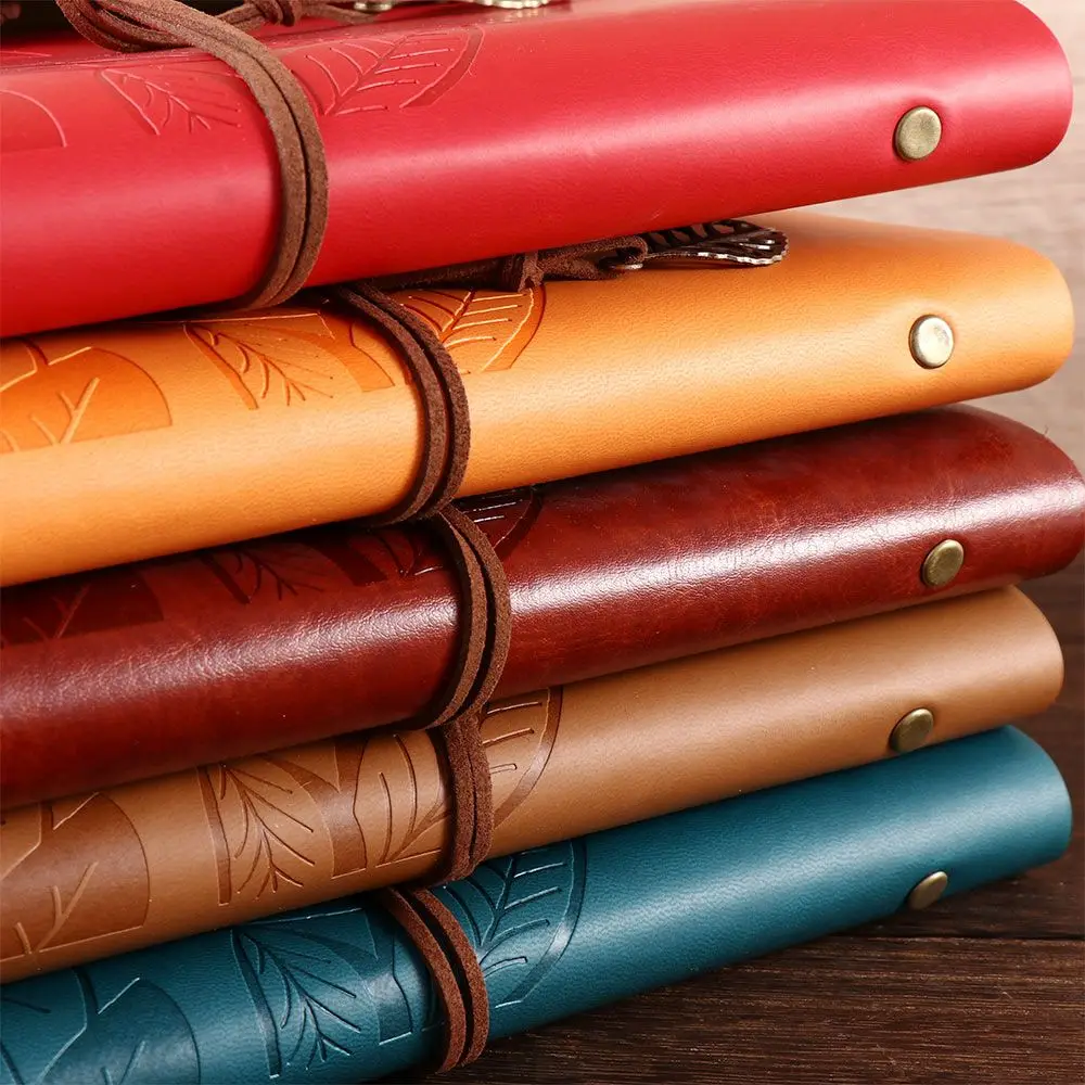 Office Student Gift Sketchbook Loose leaf Journal Kraft Notepad Vintage Notebook Paper Replaceable Spiral Note Book PU Leather