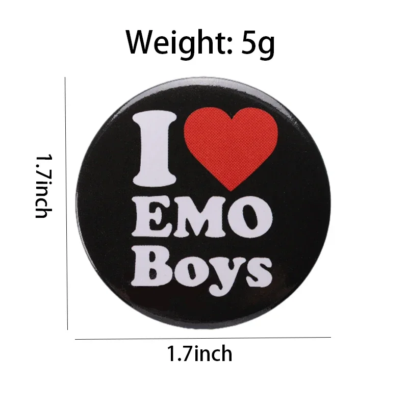 I LOVE EMO Boys Tinplate Pins I LOVE HOT MOMS Soft Button Tinplate Broszki Odznaka Odzież Akcesoria Biżuteria dla Przyjaciół