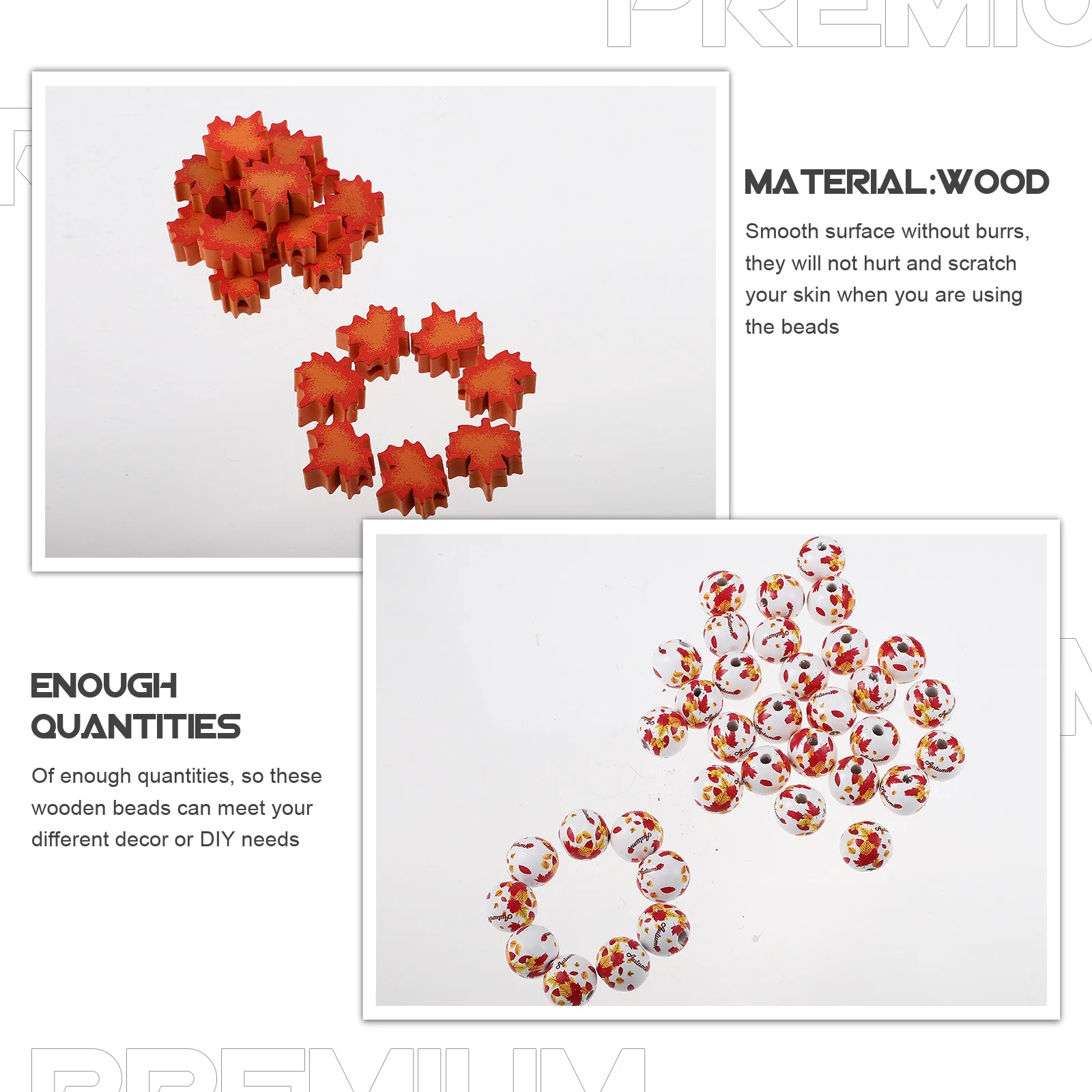 

Pendant Beads Garland Decor DIY Leaf Wood Charm for Crafts Room Small Decorative Wreaths