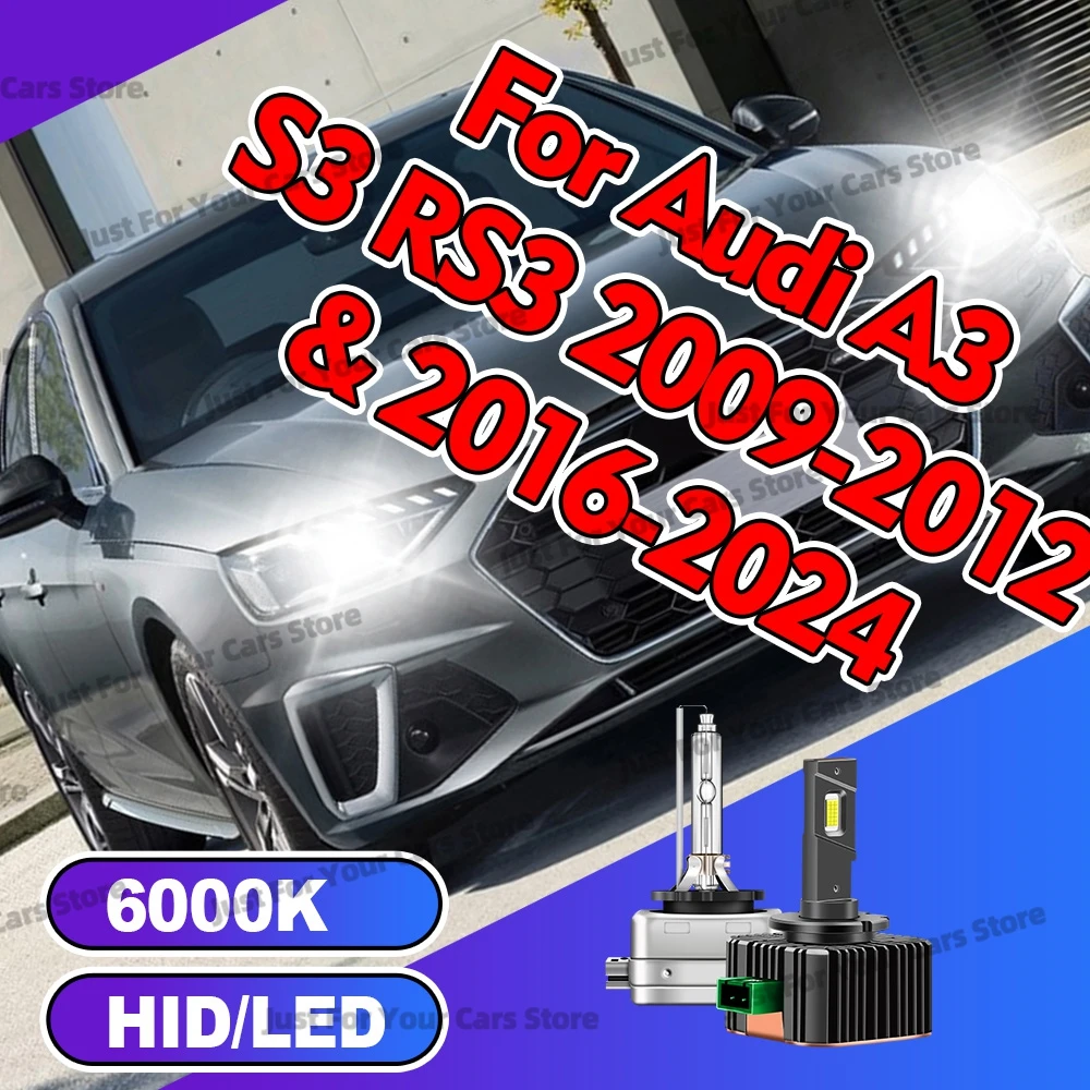 2x HID/LED D3 D3 para Audi A3 S3 RS3 2009-2012 y 2016-2024 bombillas de faros delanteros de coche 6000K