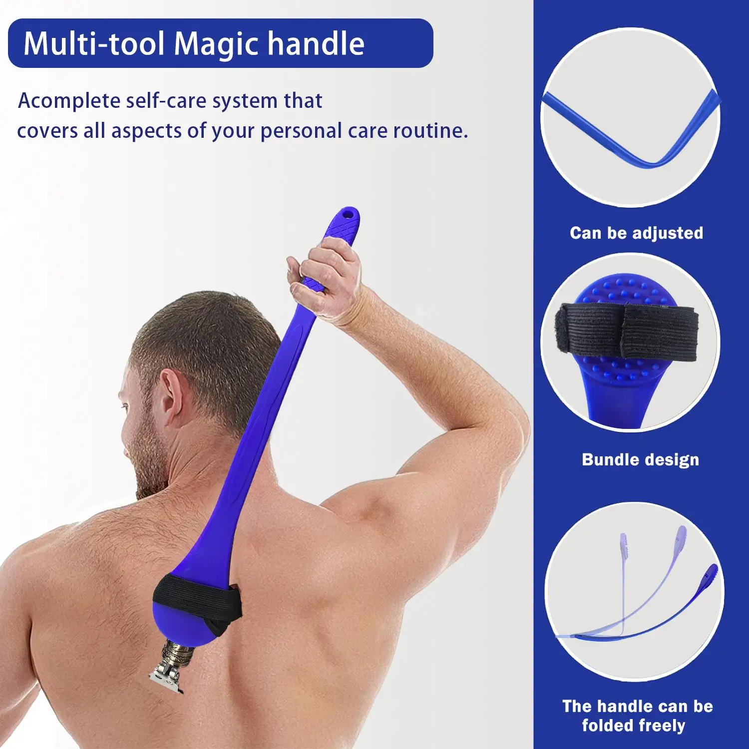 Multifunktions-Griffbandage für Rasierer, Haarbürste, Lotion-Applikator, Rückenhaarrasierer, Körperrasierer, vielseitiges Zubehör – Detail 8