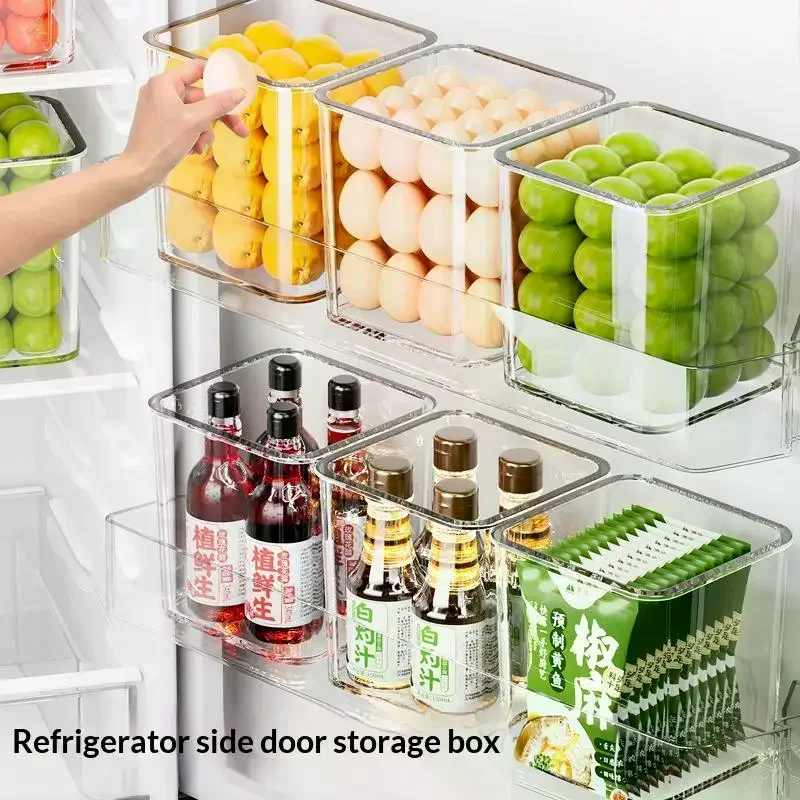 1PCS Fridge Side Door Storage Boxes Portable Vegetables Fruits Preservation Box Kitchen Food Grade Plastic Storage Containers