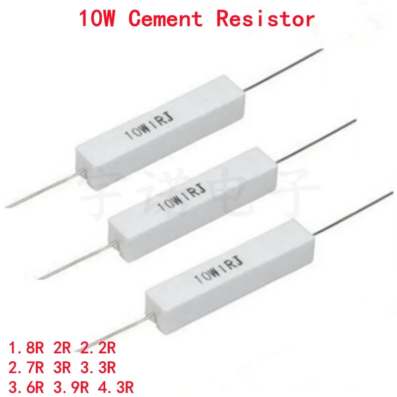 

10piece 10W 5% Cement Resistor New Power Resistance 1.8R 2R 2.2R 2.7R 3R 3.3R 3.6R 3.9R 4.3R Ohms Accurate Good High-quality DIP