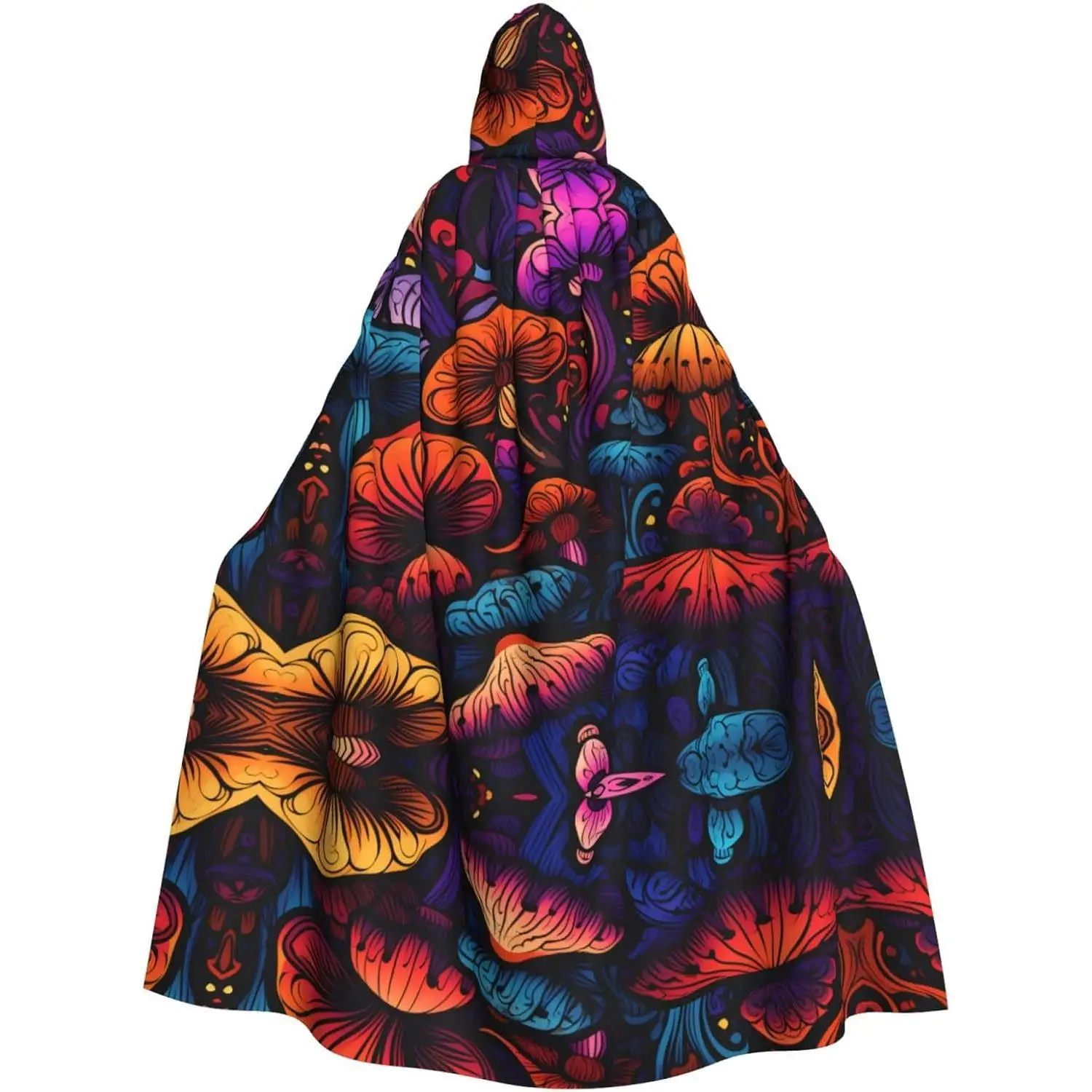 

abstract mushroom colorful mandala Prints Hooded Cloak for Halloween Role-Playing and Costume Parties keep warm