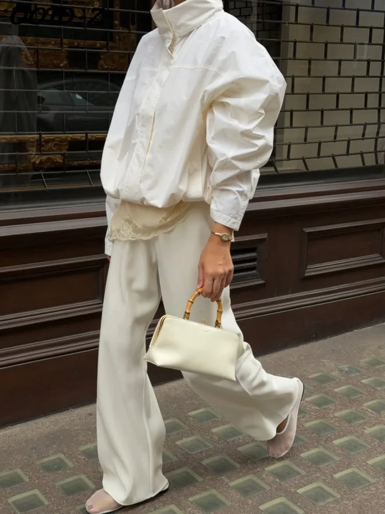 

Casual Solid Stand Collar Coats Women All-matching Long Sleeve Drawstring Coat Female 2025 High Street Autumn Lady Outwears