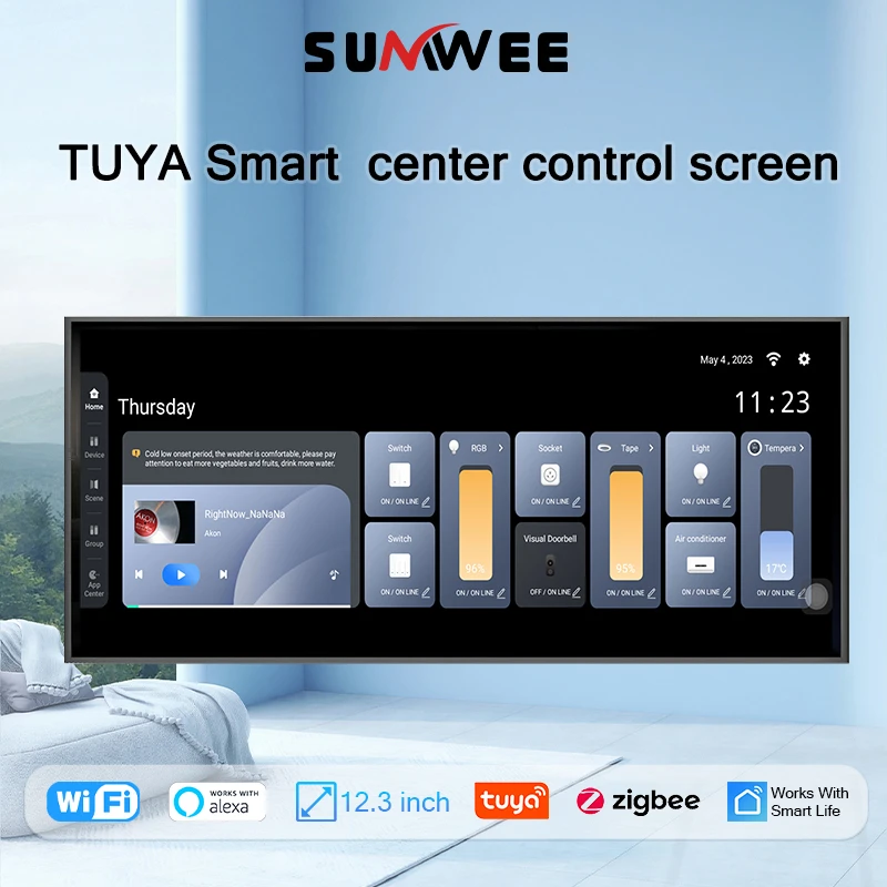 12.3INCH system Android11 Zigbee Gateway TUYA inteligentny dom centralny kontroler audio w wzmacniaczu ściennym odtwarzacz muzyczny panla dźwiękowa