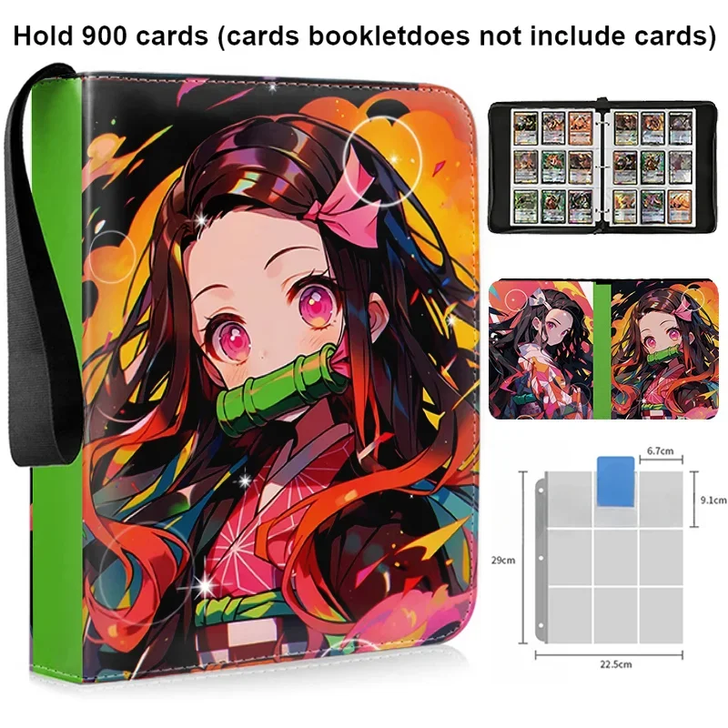 Anime Demon Slayer Cards Album Book, coleção de cartões, jogo Zipper, Binder, titular, presentes para crianças, novo, 400 pcs, 900 pcs