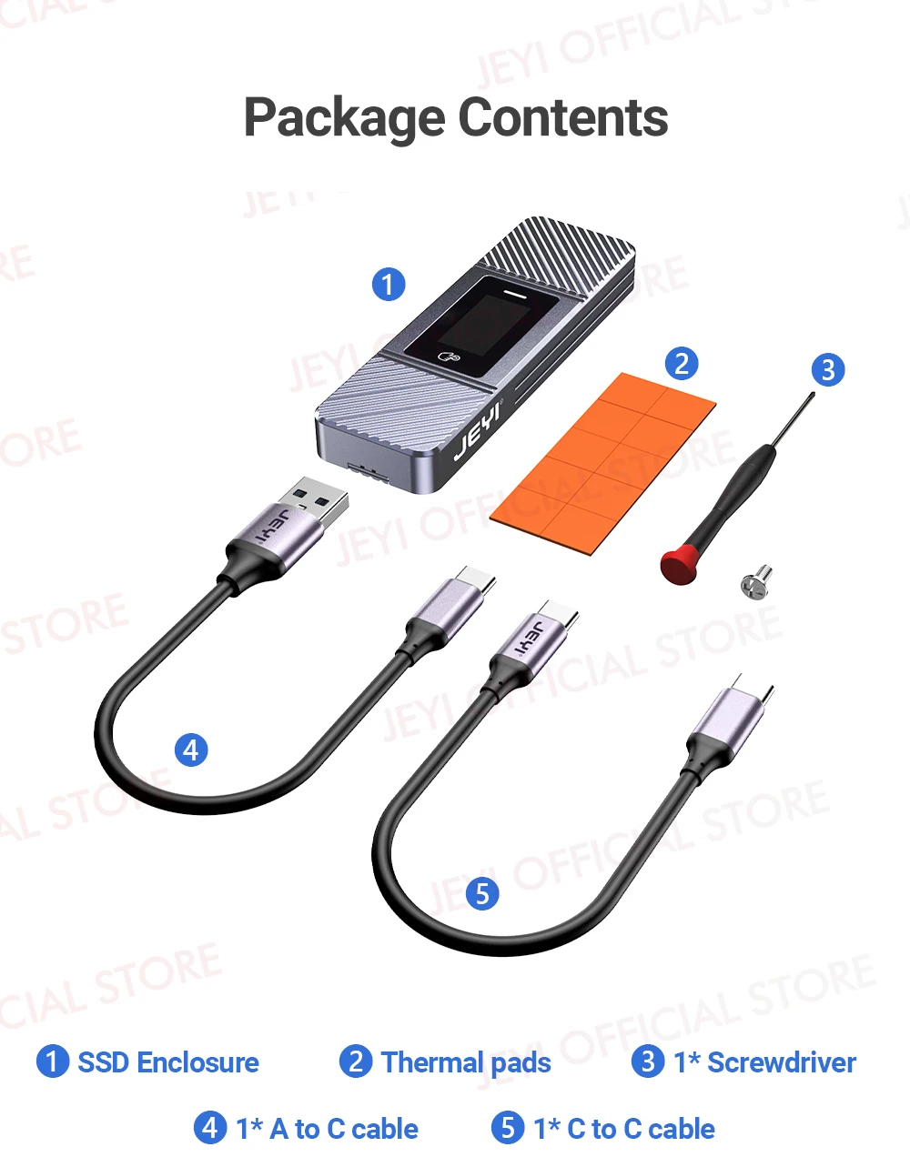 JEYI Visual Smart M.2 NVMe NGFF SSD-Gehäuse, unterstützt 5s-Schreibschutz, 3s Re-connect, USB 3.2 Gen2 10 Gbit/s, UASP-Trimmung – Detail 18