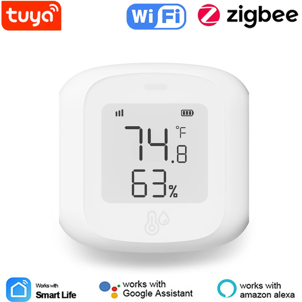 Tuya Smart WiFi/Zigbee Temperature and Humidity Sensor Indoor Hygrometer Thermometer with LCD Display Support Alexa Google Home