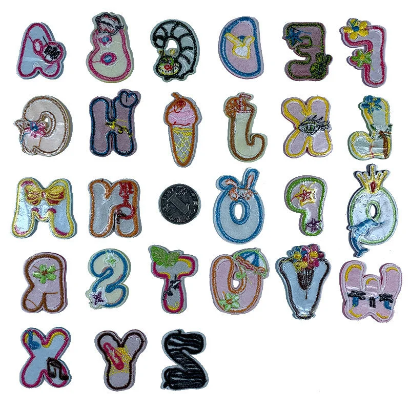 Cartoon 26 English Letters Cloth Patch Children's Fun Small Animals Clothing Thermoadhesive Patches Back Glue DIY Patch Stickers